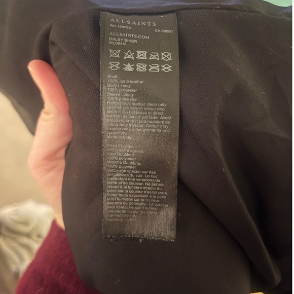 ALLSAINTS Women's Dalby Slim Fit Leather Biker Jacket Black Lamb Leather- Size 4 - Picture 6 of 8